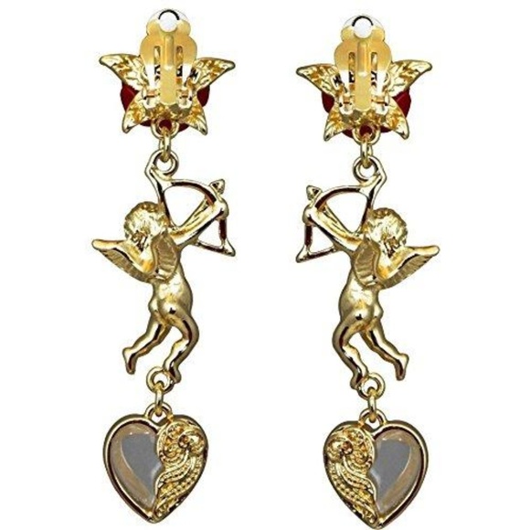 Ritzy Couture Valentine Cupids and Romance Drop Dangle Charm Earrings for Women - Picture 2 of 3